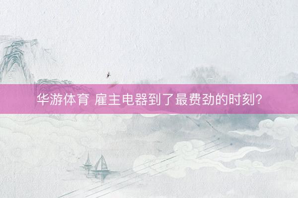 华游体育 雇主电器到了最费劲的时刻?