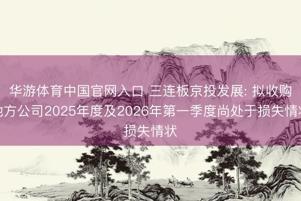 华游体育中国官网入口 三连板京投发展: 拟收购地方公司2025年度及2026年第一季度尚处于损失情状
