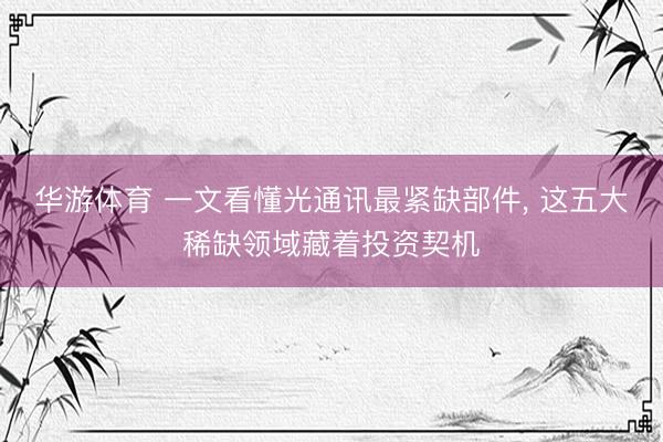 华游体育 一文看懂光通讯最紧缺部件， 这五大稀缺领域藏着投资契机