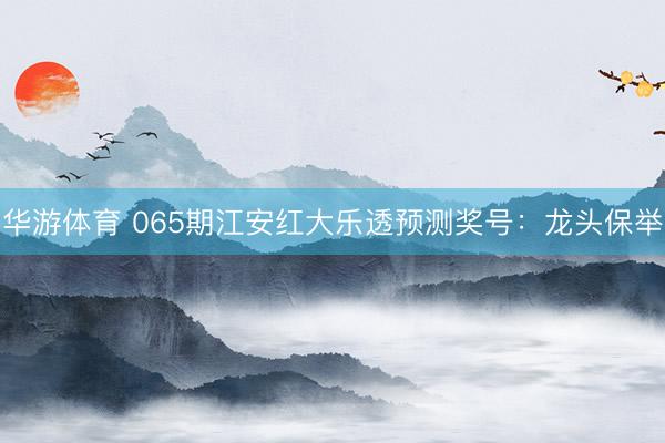 华游体育 065期江安红大乐透预测奖号:龙头保举