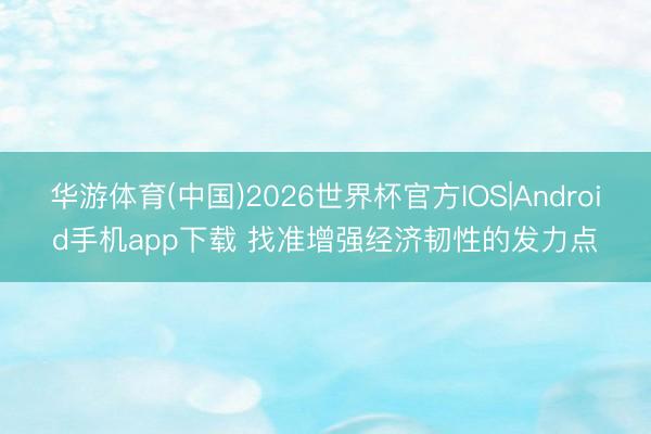 华游体育(中国)2026世界杯官方IOS|Android手机app下载 找准增强经济韧性的发力点