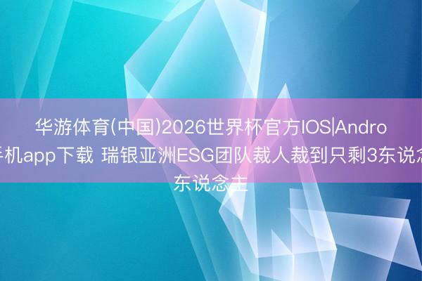 华游体育(中国)2026世界杯官方IOS|Android手机app下载 瑞银亚洲ESG团队裁人裁到只剩3东说念主
